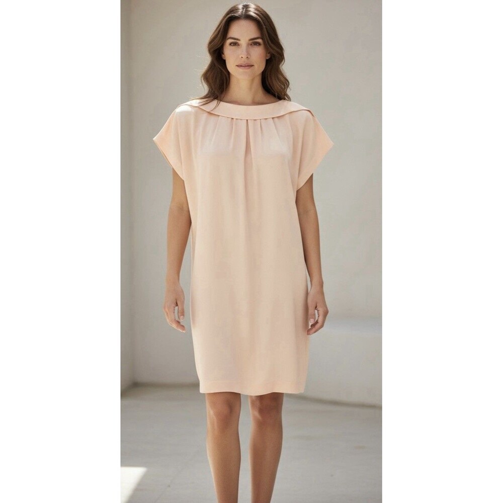 Krizia VTG Pastel Pink Dress Minimalist Elegant Loose fit Wedding 42 pockets